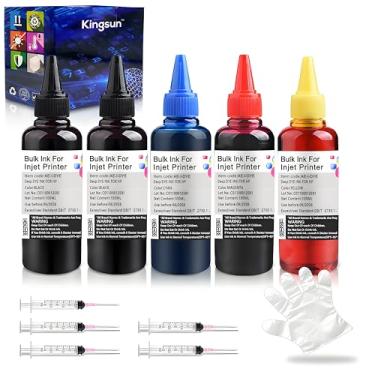 Imagem de Kit de refil de tinta de 5 x 100 ml para HP 61 60 62 63 950 951 564 920 901 cartuchos de impressora a jato de tinta recarregável Sistema CIS CISS (2 preto, 1 ciano, 1 magenta, 1 amarelo)