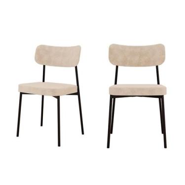 Imagem de Conjunto com 2 Cadeiras Mona Poliéster Vanilla e Preto - Modern