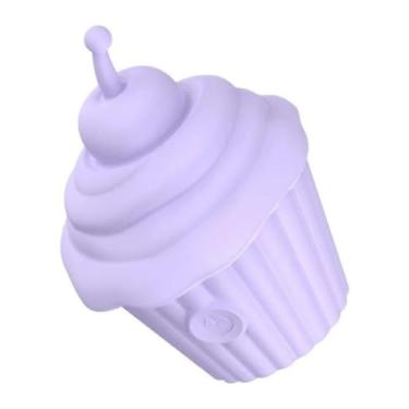Imagem de Estimulador Formato De Cupcake 10 Modos De Vibração Vibrador para Clitóris e Mamilos Discreto [LILÁS]