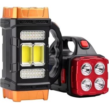 Imagem de Lanterna LED Recarregável Solar e USB Portátil | Power Bank, Alta Potência, à Prova d'Água IP44, Ideal para Camping, Emergências e Atividades ao Ar Livre.