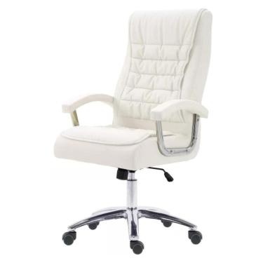 Imagem de Cadeira Giratória Nr-17 Califórnia Fratini Revestida Em Poliuretano Branco Base Rodizio Cromado