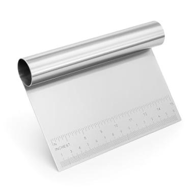 Imagem de Espátula e Raspador de Aço Inox com Régua Medidora, 15x11,5cm, Cabo Tubular Ergonômico