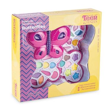 Imagem de paleta de sombras e gloss borboleta teen fenzza