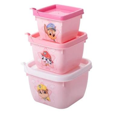 Imagem de Conjunto de Potes de Plástico Infantil Bebê Conect 3 Unidades Quadrado