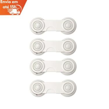 Imagem de Trava de Gaveta com Adesivo 3M  Kit 4 Unid 9,5cm - CAMP HOME