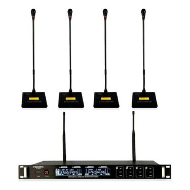 Imagem de Microfone Sem Fio Com 4 Microfones Gooseneck SD-64 G - Soundrix