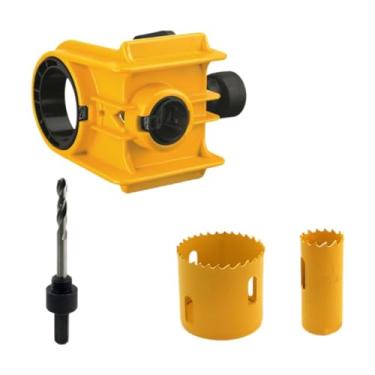 Imagem de Wswqop Kit de instalação de fechadura de porta com 2 buchas ajustáveis, gabarito para fechadura de porta, abridor de furos, ferragens de precisão com, Amarelo