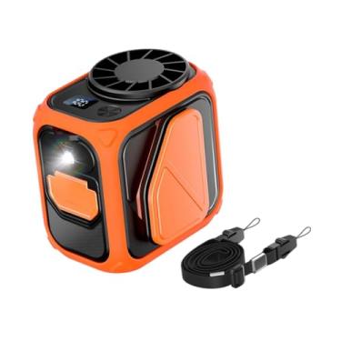 Imagem de Generic Ventilador para pendurar na cintura, com clipe de cinto e 5 velocidades, para pendurar no pescoço, para acampamento ao ar livre, Laranja