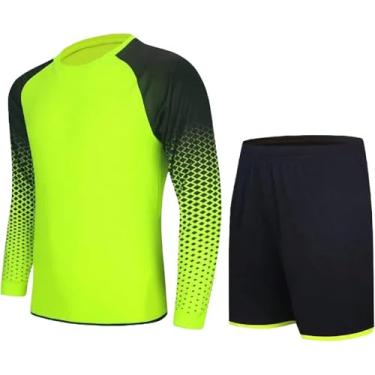 Imagem de Anúncio Maot Me Kit De Camisa De Goleiro De Futebol Com Mangas De Tronco Da Wome, Shorts Esportivos De Goleiro Respiráveis, Green2, 4XL