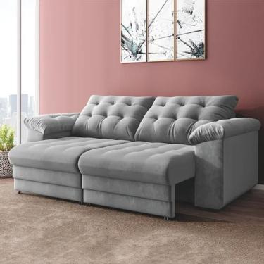 Imagem de Sofá Retrátil E Reclinável Bipartido 2,30m Suede Coliseu - Cinza