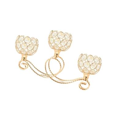 Imagem de Bothyi Suporte de vela candelabro com 3 braços, suporte de metal, elegante para celebração, de vela votiva multiuso, 30x18,5 cm