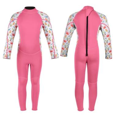 Imagem de DEHAI Roupa de mergulho infantil, meninos, meninas, jovens, 3 mm, neoprene, roupa de banho com zíper frontal, térmico, corpo inteiro, em água fria, quente para natação, mergulho, surfe