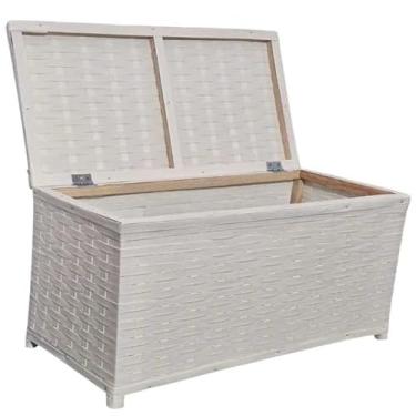 Imagem de Baú Horizontal Organizador de Brinquedos 45L – Caixa Cesto em Fibra Sintética com Fita 60x30x30 cm(branco)