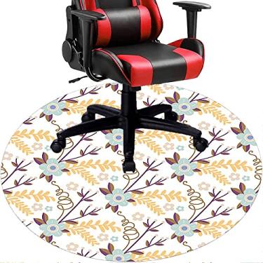 Imagem de Tapete de cadeira de escritório com flores, textura de flor, tapete de cadeira de mesa para piso de madeira de escritório em casa, protetor de piso de pilha baixa, redondo de 91 cm