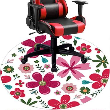 Imagem de Tapete de cadeira de escritório com flores, textura de flor, tapete de cadeira de mesa para piso de madeira de escritório em casa, protetor de piso de pilha baixa, redondo 119 cm