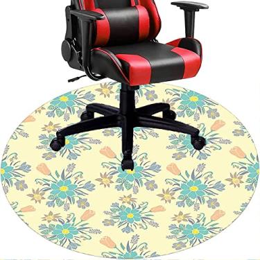 Imagem de Tapete de cadeira de escritório com flores, textura de flor, tapete de cadeira de mesa para piso de madeira de escritório doméstico, protetor de piso de pilha baixa multiuso, redondo, 99 cm