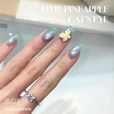 Imagem de Verde Rosa Azul Translúcido Olho De Gato Vidro Esfera Gel Esmalte 12ml