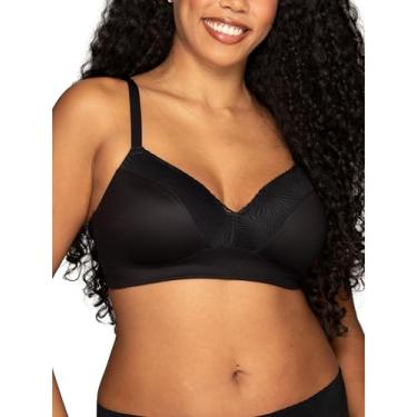 Imagem de Vanity Fair Sutiã feminino sem aro sem esforço, suporte macio sem fio e bojos de espuma de memória, P-3GG, plus size, Preto, P