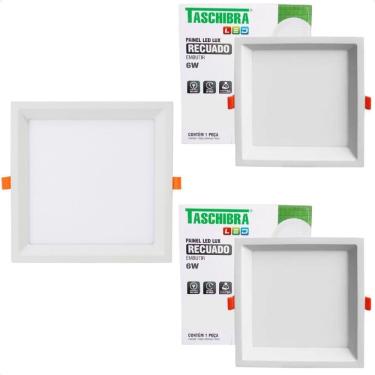 Imagem de Kit 3 Painel De Led Quadrado Embutir Recuado 6w Bivolt Taschibra 3000k Quente