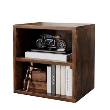 Imagem de FUSUNBAO Organizador de armazenamento Magic DIY – Cubos empilháveis para livros domésticos, roupas, brinquedos – Sistema modular de armazenamento de cubos – Armário de estante (marrom antigo, cubo de