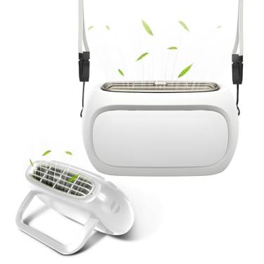 Imagem de PiKaPiKaP Ventilador de pescoço portátil, mini ventilador portátil pessoal pequeno (branco)