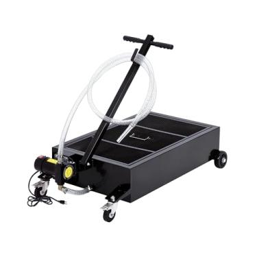 Imagem de Garvee Panela de drenagem de óleo de 25 GAL 110 V com bomba elétrica de 180 W, carrinho de panela de troca de óleo de metal com mangueira de 2,8 m e alça dobrável para carros, SUVs, caminhões, ônibus