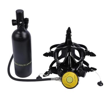 Imagem de Generic Mini Tanque de Mergulho, Lentes Planas Transparentes Tubo Respiratório Rotativo 1L 180 ° Vista de Largura Cilindro de Mergulho Portátil Confortável para Exploração Subaquática (Preto)