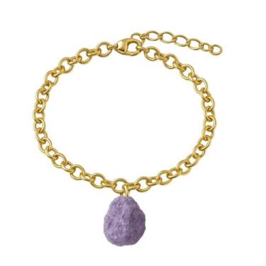 Imagem de Pulseira de Lepidolita Roxa - Cristal Natural, Banho Ouro 18k