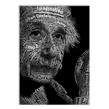 Imagem de Placa Decorativa Albert Einstein Ilustração Frases Quotes Decoração Poster Quarto Sala