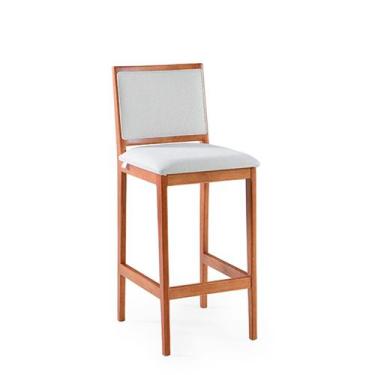 Imagem de Banqueta Alta de Madeira Turquesa Estofada - Nobreza Móveis, (NB) Pinh