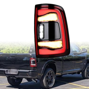 Imagem de Astra Depot Substituição para Dodge Ram 2500 3500 2019-2023 com ponto cego 68548946AA LED direção freio seta luz traseira reversa lado do passageiro - transparente, fumaça escura, lente vermelha