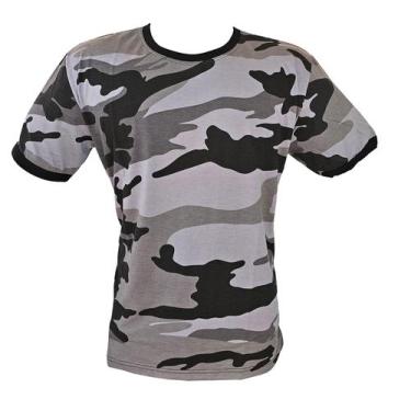 Imagem de Camiseta Militar Urbana Cinza  Roupa Casual com Estampa Camuflada - Br