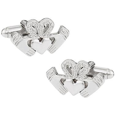 Imagem de Abotoaduras Claddagh Cuff-Daddy em prata com caixa de apresentação