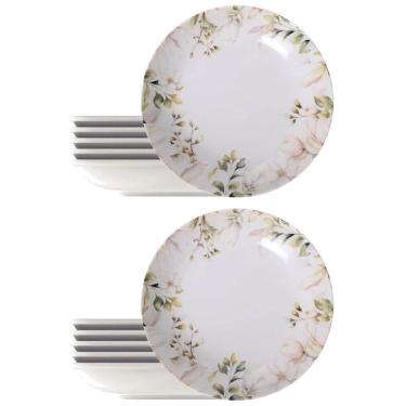 Imagem de Jogo 12 Pratos Fundos 22cm Tramontina Magnólia Porcelana Sopas Risotos Caldos