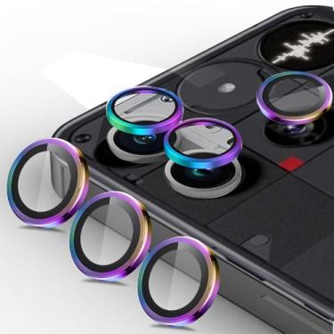 Imagem de Luchantle Conjunto com 2 protetores de lente para câmera Nothing Phone 3, vidro temperado 9H, acessórios de decoração de anel de metal (colorido)