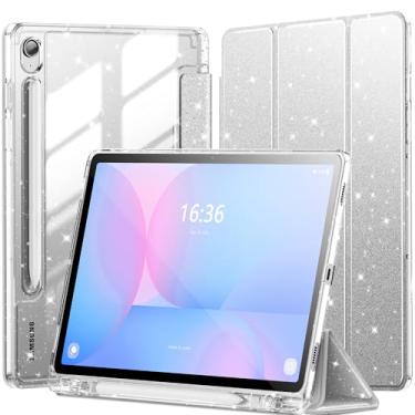 Imagem de INFILAND Capa para Samsung Galaxy Tab S10 FE/ S9 FE 5G 10,9 polegadas/Tab S9 11 polegadas com suporte para caneta S, capa fofa com glitter com parte traseira transparente brilhante [despertar/hibernar