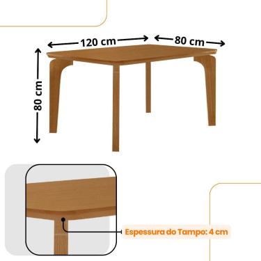 Imagem de Mesa de Jantar Liz 120cm MDF Canto copo e com 4 Cadeiras Athenas