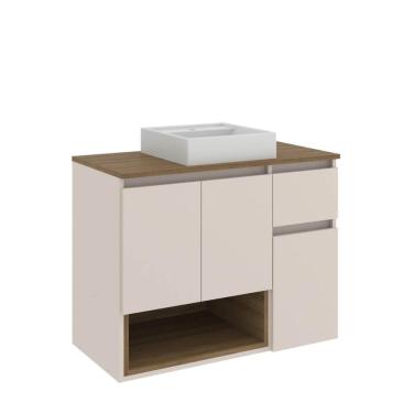 Imagem de Gabinete de Banheiro Suspenso 80x40x62cm Aurora com Cuba Mel Arenas MDP Faema