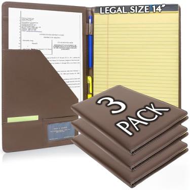 Imagem de Pasta de tamanho legal, pasta de portfólio de 21 x 35 cm para bloco jurídico, pasta profissional para entrevistas de emprego, reuniões de negócios e advogados (marrom escuro) (pacote com 3)