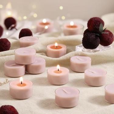 Imagem de Velas perfumadas com luzes de chá, Bayberry Crush, pacote com 48 – velas perfumadas de cereja vermelha – 100% cera de palma, luz de chá de aromaterapia queimada de 6 horas para casa, férias, jantar