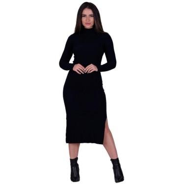 Imagem de Vestido Manga Longa Gola Alta Inverno Midi Patrícia cor:;tamanho:M-Feminino