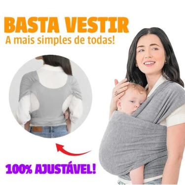 Imagem de Sling de Vestir Pre Pronto Bebe Canguru Carrega Bebe Confortável - Var
