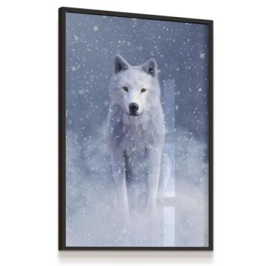 Imagem de Quadro Decorativo Laminado Lobo Branco Neve Animal 43x63 - ART PAREDE,