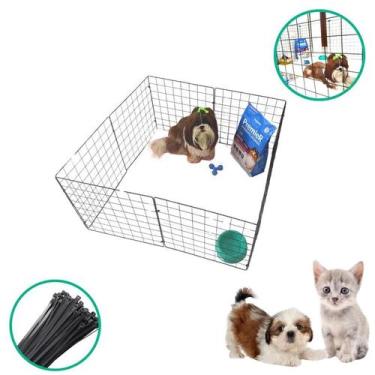 Imagem de Gaiola Móvel Modular Pet mimo 8 Telas Tela Aramada 40x40cm Gato Coelho