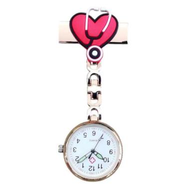 Imagem de Relógio De Lapela Quartzo Enfermagem Aço Inox Corrente - Memory Watch,