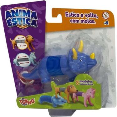Imagem de Brinquedo Animal Estica E Volta Com Molas Colecionável - Toyng, Tricer