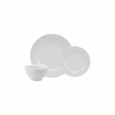 Imagem de Serviço de 18 Peças com Bowl em Porcelana, Modelo Arcos, Redondo com Relevo, Porcelana Schmidt