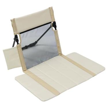 Imagem de Espreguiçadeira de praia, espreguiçadeira de praia dobrável portátil com encosto, cadeiras de acampamento leves com suporte estável para pesca, caminhadas, acampamento ao ar livre, cadeira bege para