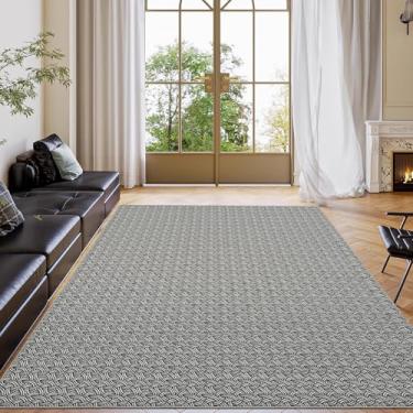 Imagem de Garvee Tapete trançado realista de 1,5 x 1,8 m, resistente a manchas, lavável à máquina, moderno, abstrato, tapete macio, fino, antiderrapante para quarto/sala de jantar, sala de brincar infantil