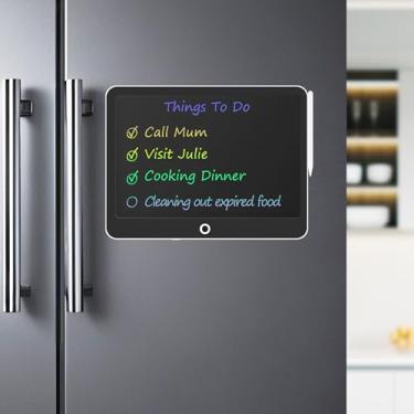 Imagem de Quadro branco magnético para geladeira, bloco magnético digital reutilizável para lista de compras, blocos de notas magnéticos para geladeira – Inclui caneta Stylus de ponta fina e apagamento